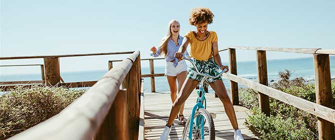 Women on boardwalk